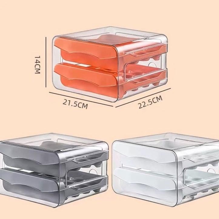 Jual Tempat Telur 2Tingkat Egg Storage Box Organizer Rak Telur 2 Susun ...