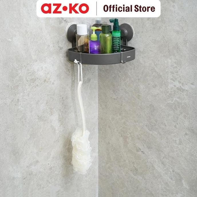 Jual Azko Stora Rak Sudut Kamar Mandi Dengan Suction - Abu-Abu Gunmetal ...