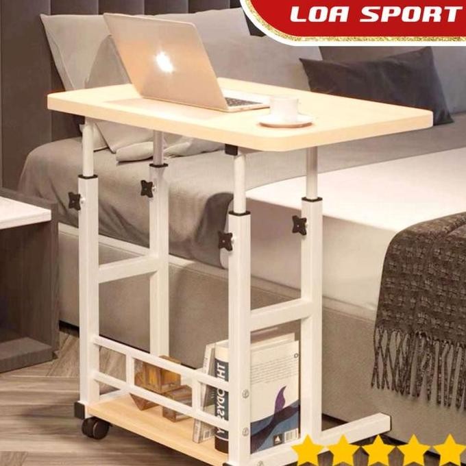 Jual Meja Komputer Laptop Bedside Table 4 Roda Kaki Meja Masuk Kolong ...