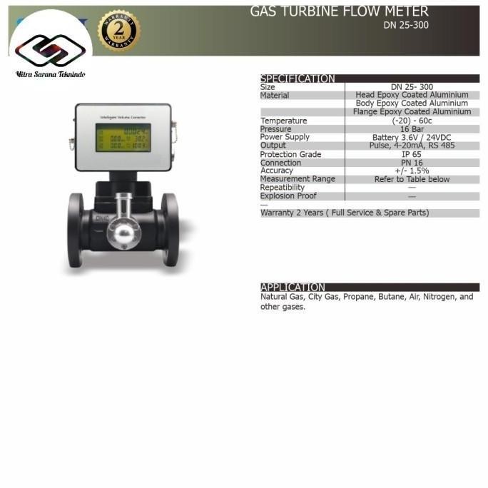 Jual GAS TURBINE FLOW METER FLOWMETER GAS TURBINE SHM 2" INCH DN 50 ...