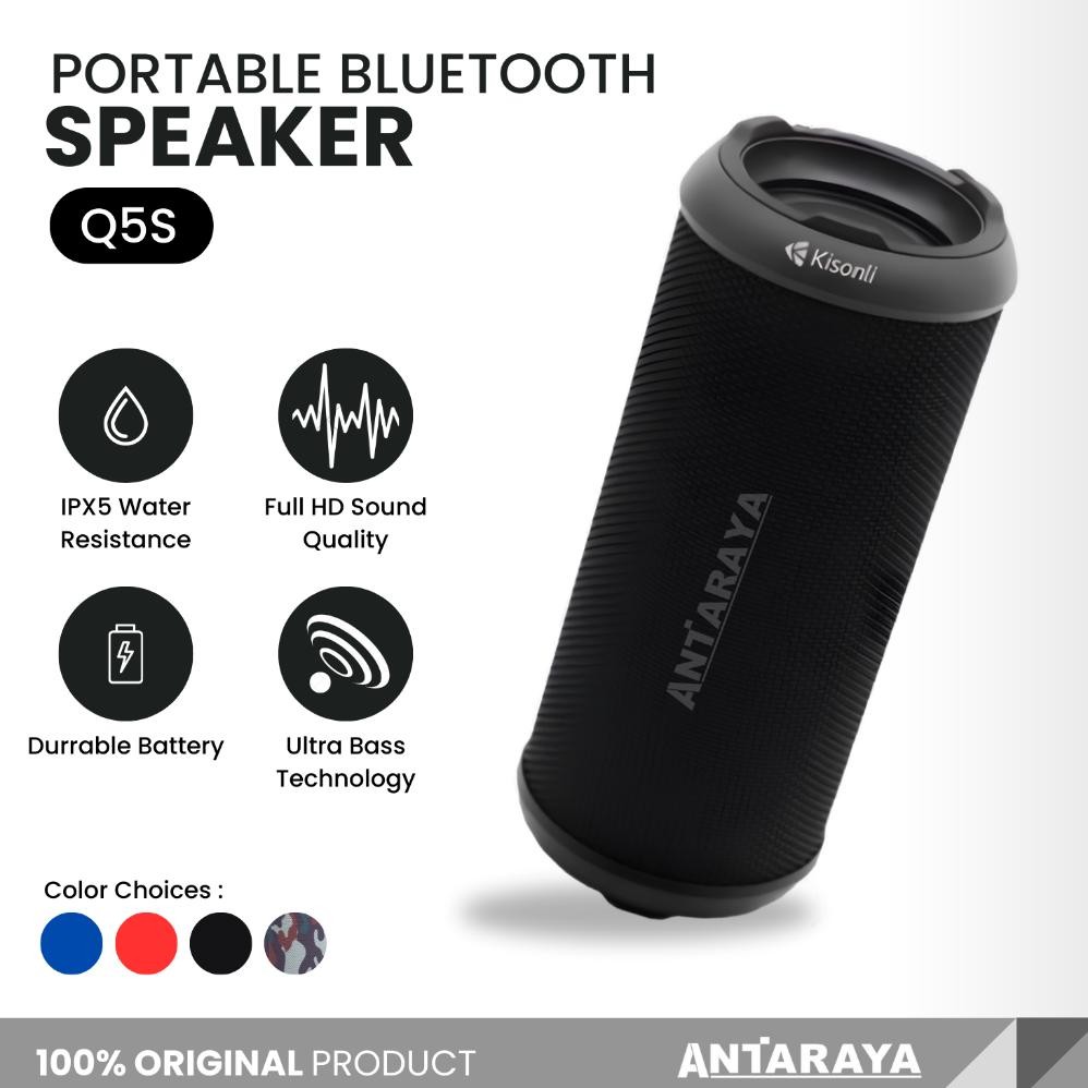 Jual Speaker Bluetooth Portable Dual Bass Q5S Support FM Radio, TF, AUX ...