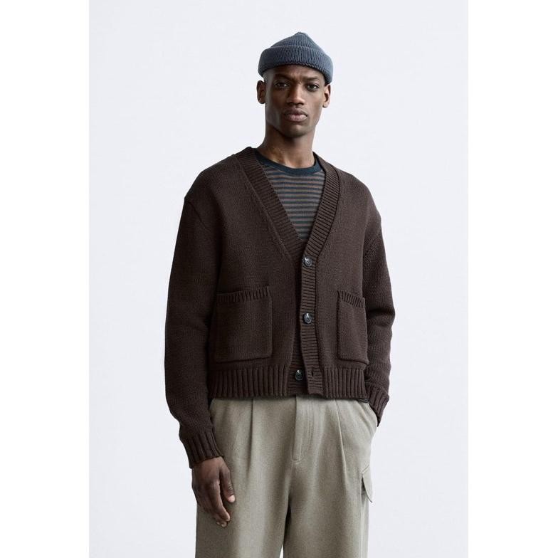 Jual Cardigan Knit Z*raa Mens V Neck Brown | Shopee Indonesia