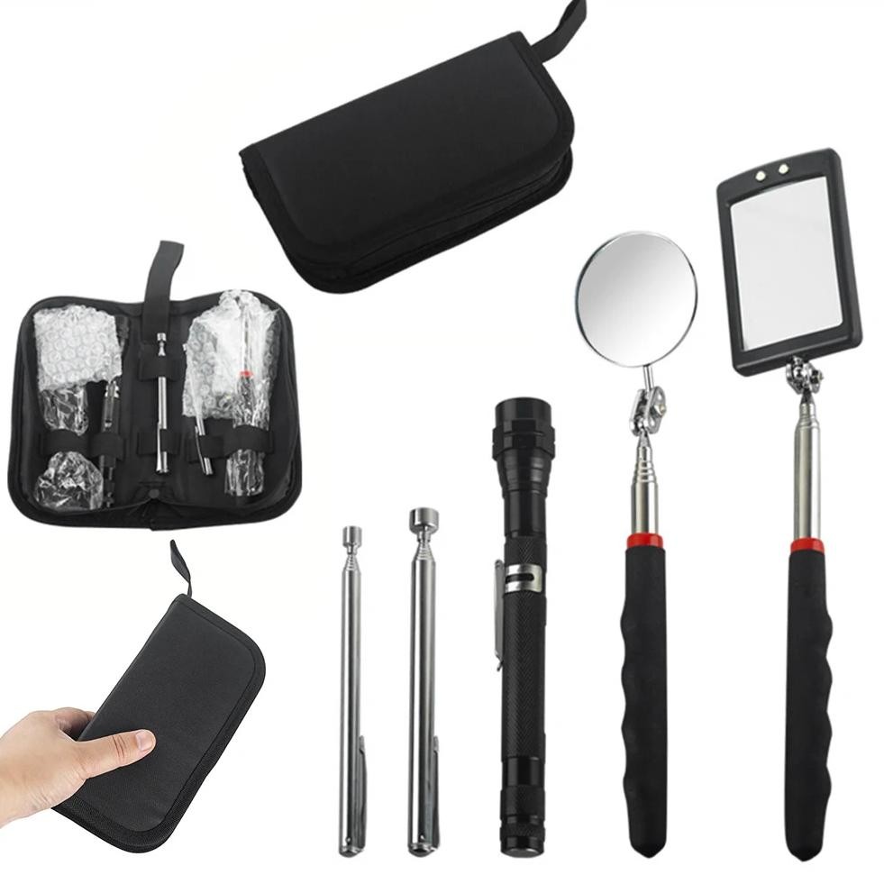 Jual 5Pcs Telescoping Inspection Mirror Round Square Telescopic Handle ...