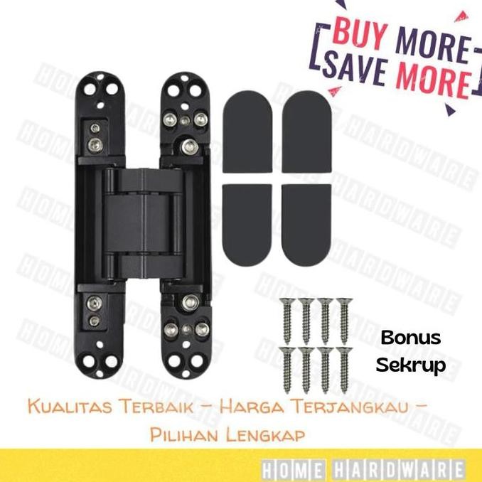 Jual Hidden Hinge Engsel Tanam Pintu Door Hinge Invisible Hitam Tebal ...