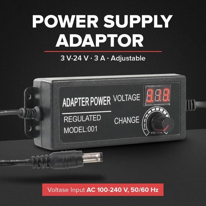 Jual Voltage Divider Variable Power Supply Adaptor Ac To Dc 3V-24V 3A ...