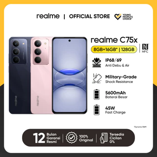 realme C75x 8GB+16GB*|128GB (IP68/69 Anti debu & Air | Military Grade shock resistance | Baterai 5600mAh 45W Fast Charge | NFC)