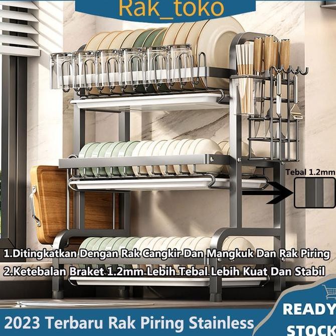 Jual Rak Piring Stainless Rak Piring Wastafel Dish Rack Minimalis Dapur ...
