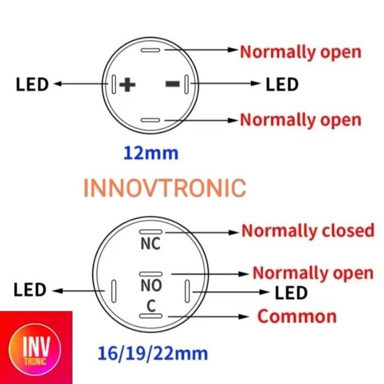 Jual POWER LED Flat Head Reset / Locking Push Button Switch Metal ...