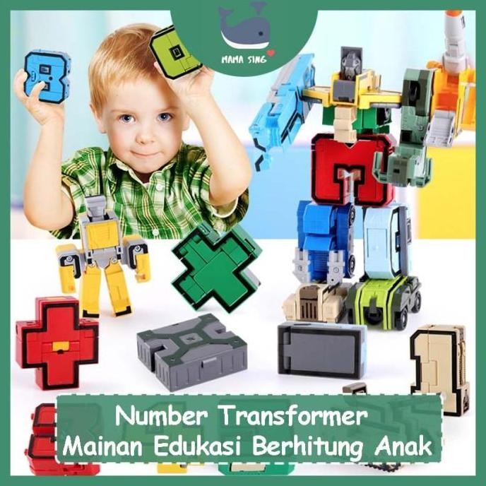 Jual MAMA SING Number Transformer Mainan Robot Angka Anak Edukasi 1set ...