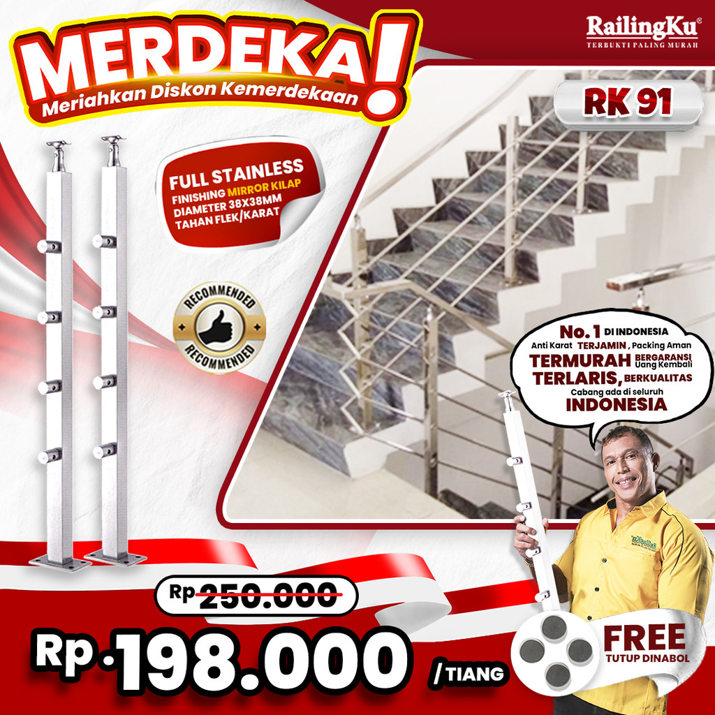 Jual Railing Tangga Pipa Jari Jari Minimalis Tiang Railingku [MERDEKA ...