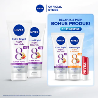 NIVEA Body Serum Extra Bright Night Nourish 180ml x2 - Merawat & mencerahkan kulit di malam hari