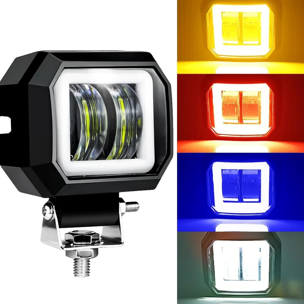 Jual 12V 24V Led Square Work Light With Angel Eyes Spotlights For ...