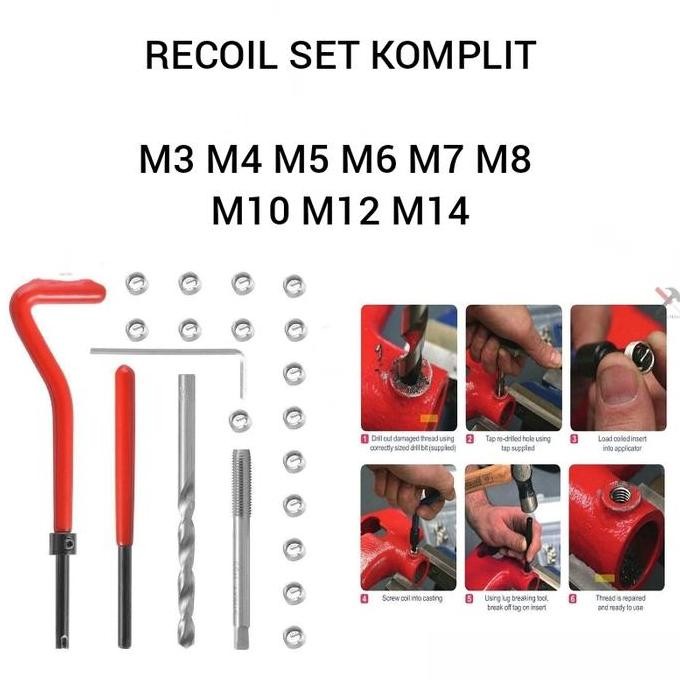 Jual Recoil Set komplit M3 M4 M5 M6 M7 M8 M10 M12 M14 set tap bor ...