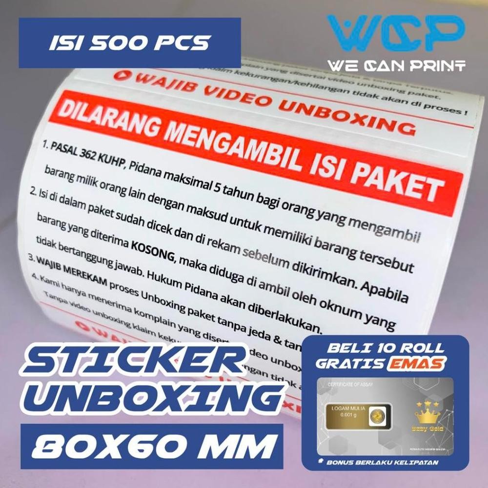 Jual [ 500 PCS ] Label Sticker Unboxing Hukum Pidana Wajib Video ...