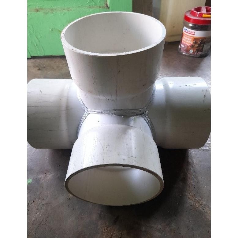 Jual tee 4 way 4 inchi konektor sambungan pipa fitting pvc 4 arah tee ...