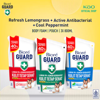 Biore Guard Sabun Mandi Cair Body Wash Refresh Lemongrass + Active Antibacterial + Cool Peppermint 800ml
