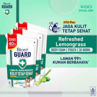 Biore Guard Refreshed Lemongrass 800ml Pouch Triplepack