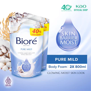 Biore Body Foam Sabun Mandi Cair Pure Mild Pouch 800ml Twinpack