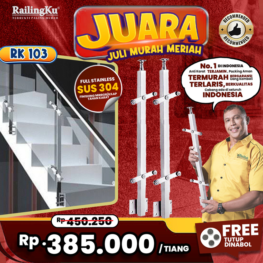 Jual Railing Tangga Stainless Hollow Tiang Railingku [JUARA] RK 103 ...