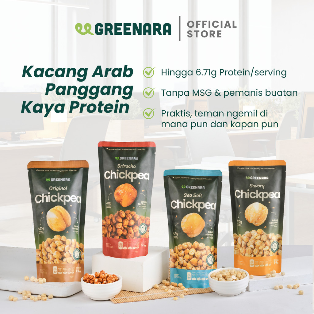 Jual Greenara Natural Roasted Chickpea Original / Sea Salt / Savory ...