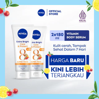 NIVEA Body Serum Extra Bright Care & Protect 180ml x2 - Mencerahkan kulit kusam & melembapkan