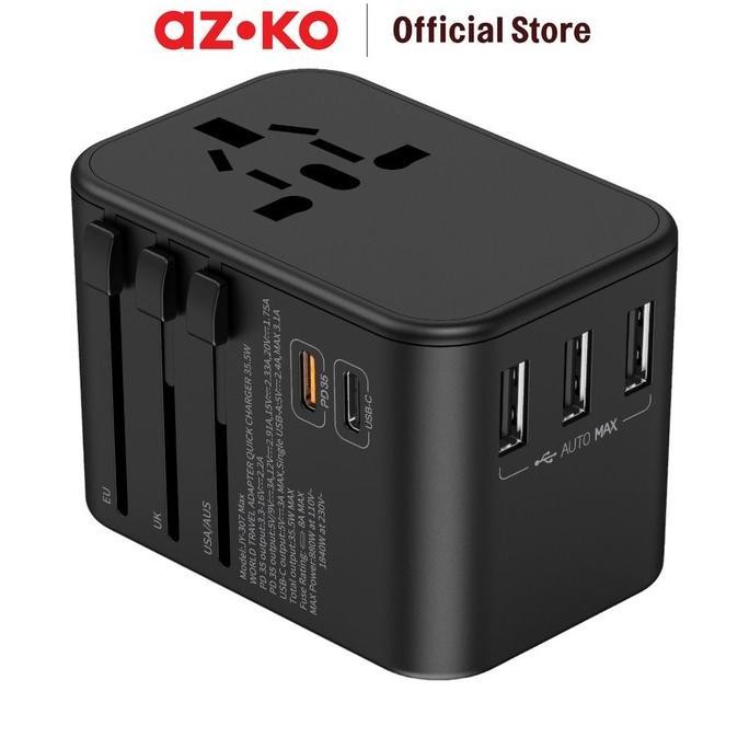 Jual Azko Krisbow Steker Travel Adaptor Type-C Qc Universal Socket ...