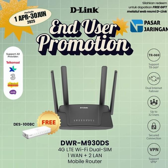 Jual NEW D-Link DWR-M930DS Wireless N300 Dual SIM 4G LTE Router 930DS ...
