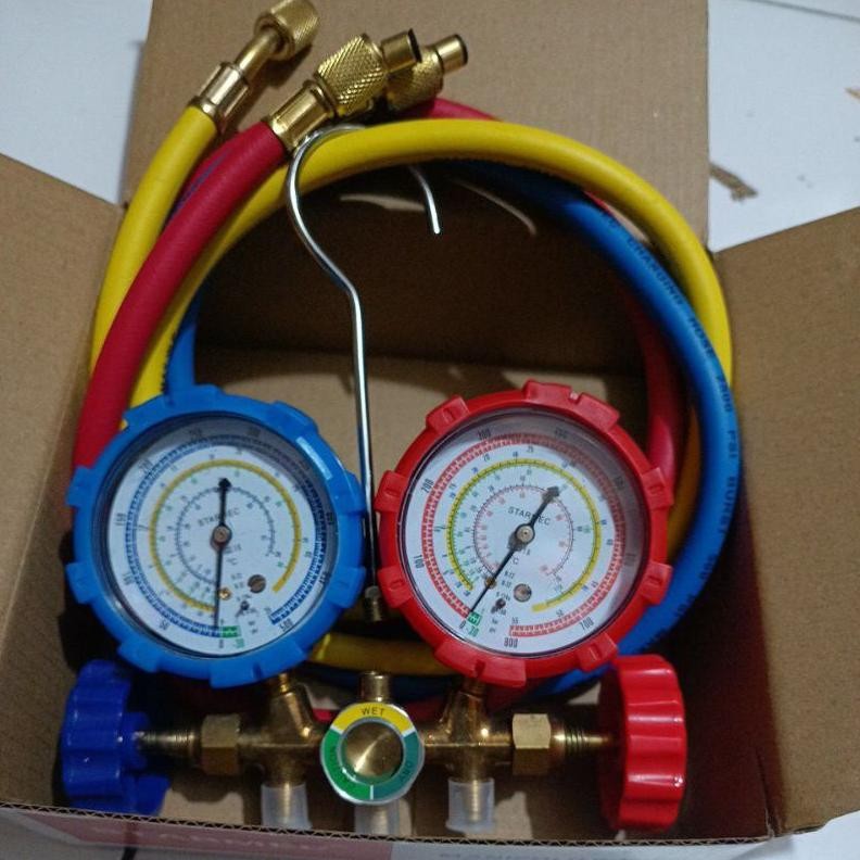 Jual MANIFOLD AC DOUBLE R22/R32 + 3 PCS SELANG R22 90CM GAGANG PLASTIK ...