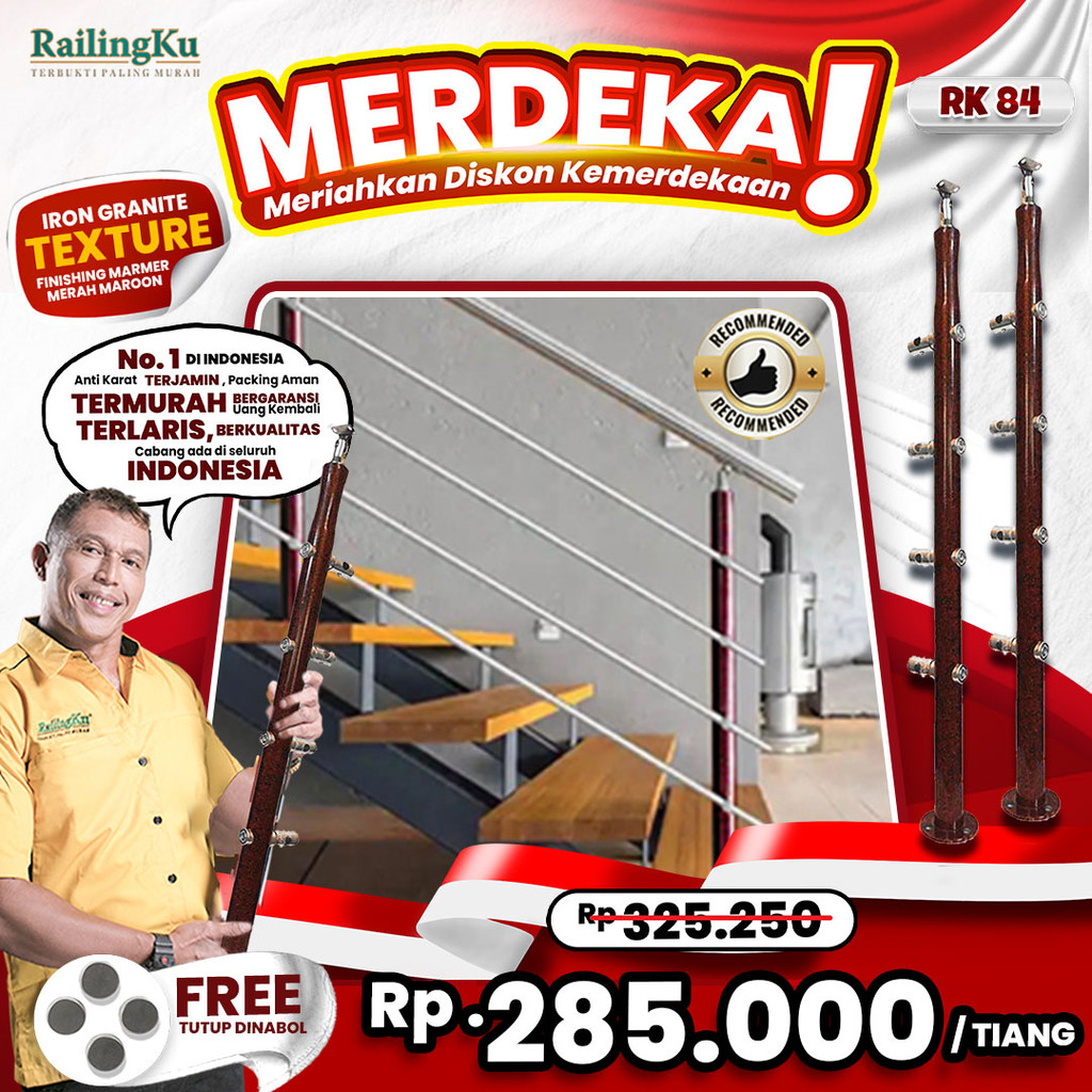 Jual Railing Tangga Stainless Maroon Marble Texture Railingku [MERDEKA ...