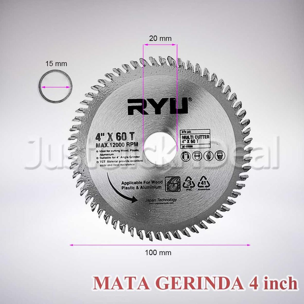 Jual TERBARU RYU MULTI CUTTER 4 INCH 60T MATA GERINDA POTONG KAYU ...