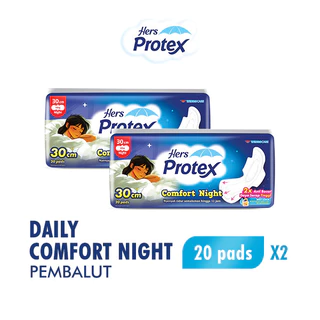 Hers Protex Softcare Pembalut Wanita Comfort Night 30 cm Bag Isi 20 Pcs x2