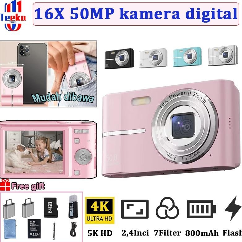 Jual TEEKA [M03] 4K Mini Kamera Digital 50MP 16X Digital Zoom Digicam ...