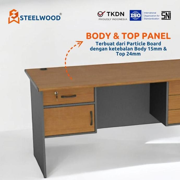 Jual Steelwood || Meja Kantor 1 Biro 4 Laci 1 Locker/Meja Kerja/Meja ...