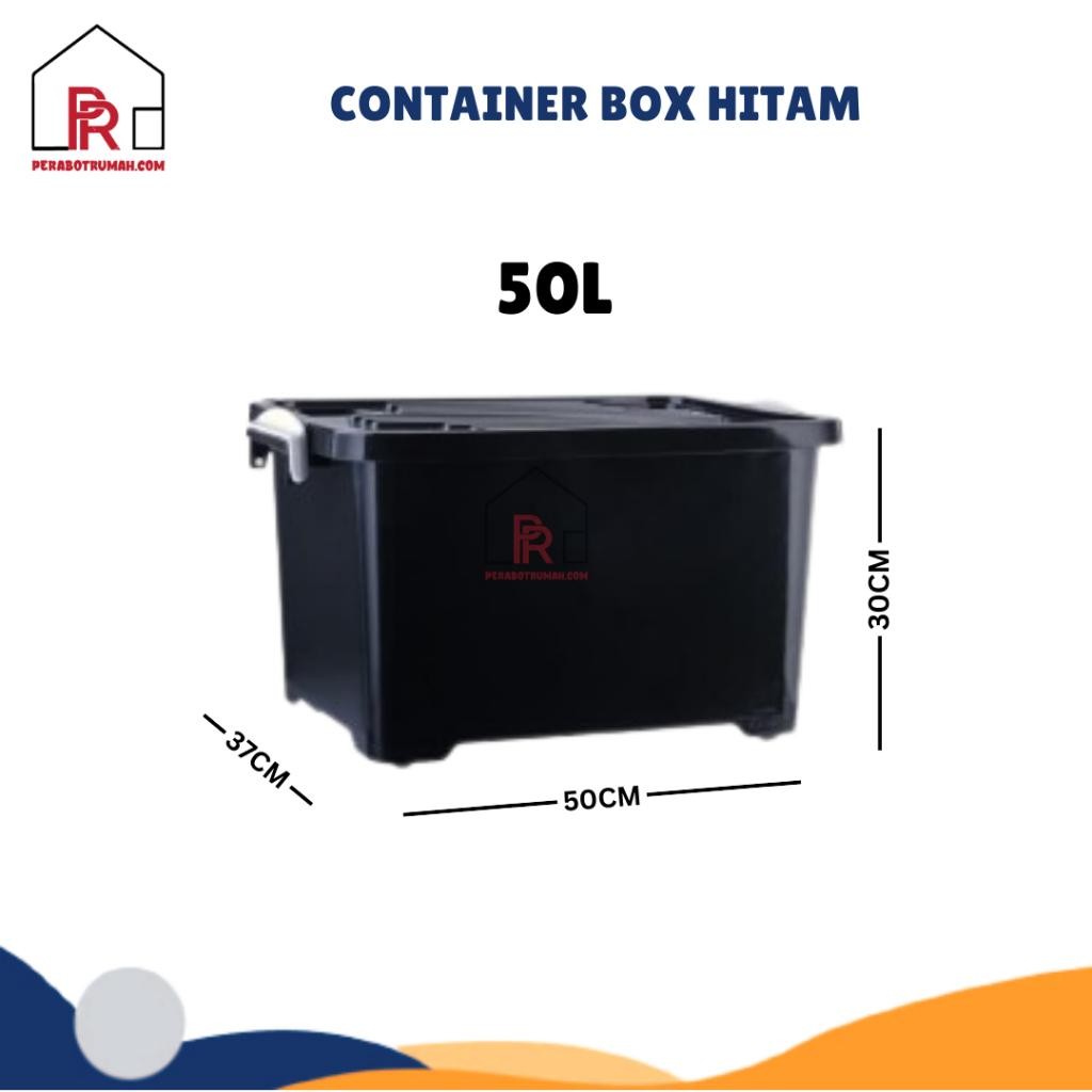 Jual HMS Container Box Hitam 50L / Box Roda / Container Box / Kotak ...