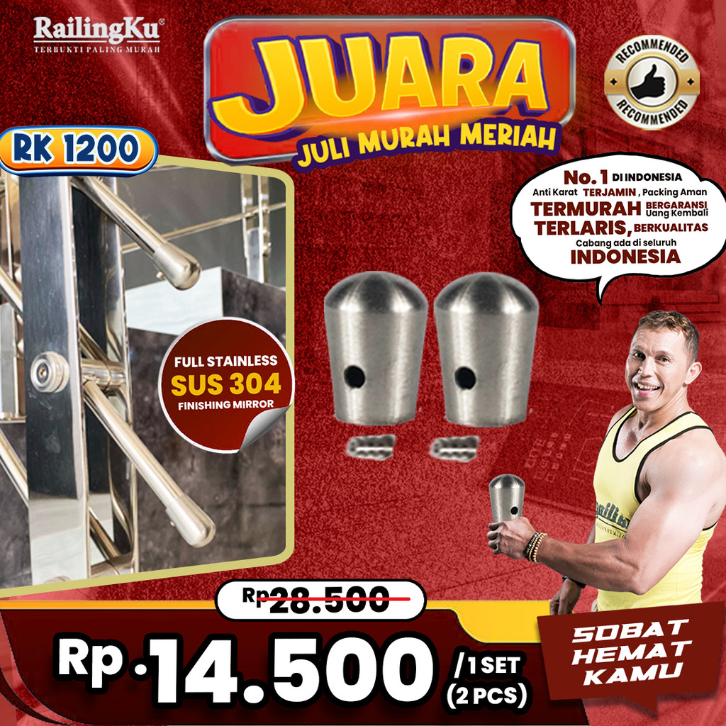 Jual Railingku Aksesoris Railing Tutup Pipa Pagar 1/2 Inch Stainless ...