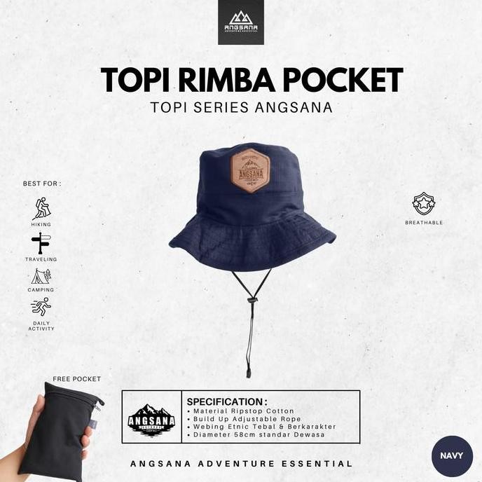 Jual Topi Rimba Angsana Original Packable pack free cover Ripstop katun ...
