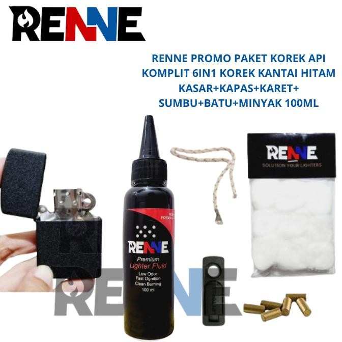 Jual RENNE PROMO PAKET KOREK API KOMPLIT 6IN1 KOREK TAHAN ANGIN HITAM ...