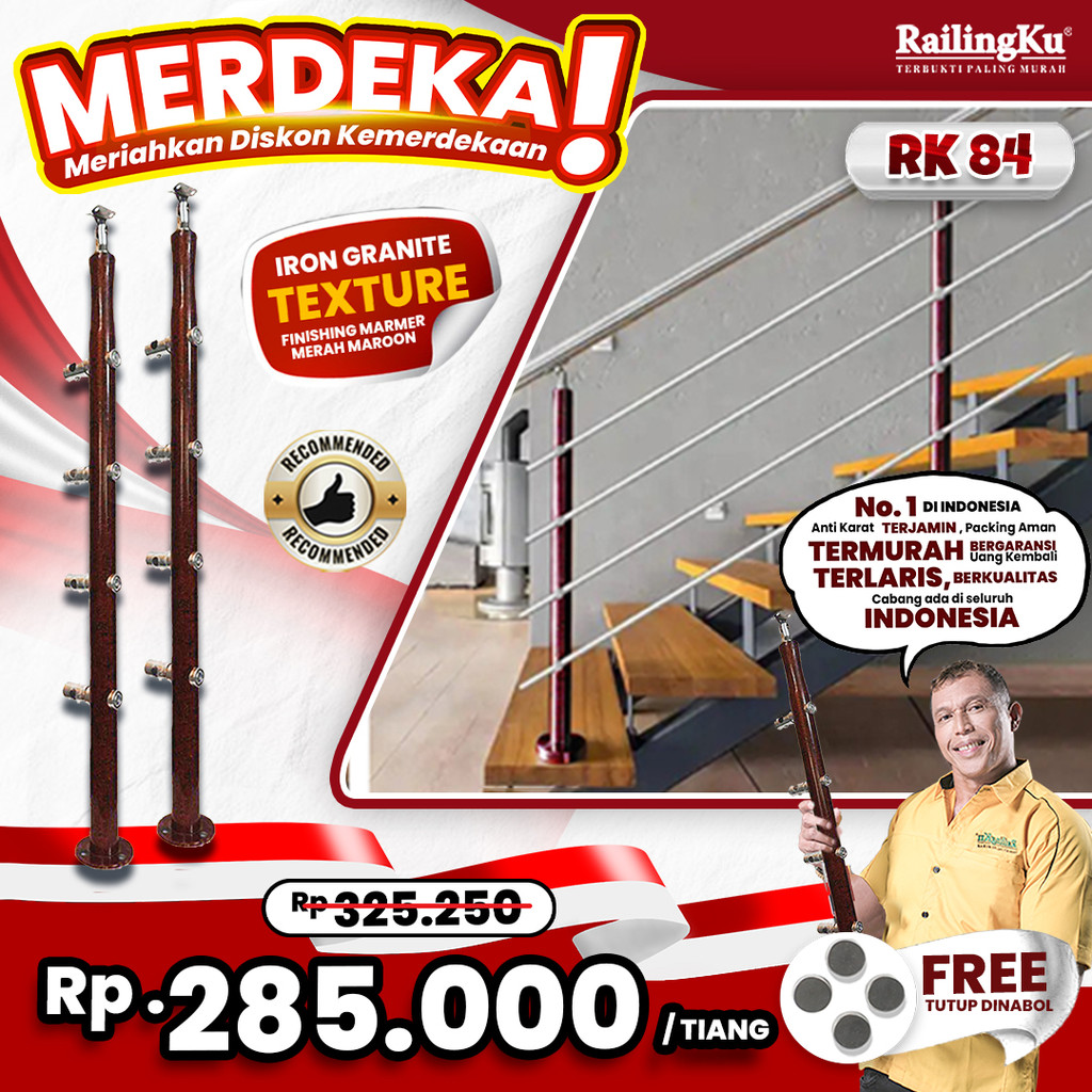 Jual Railing Tangga Stainless Maroon Marble Texture Railingku [MERDEKA ...