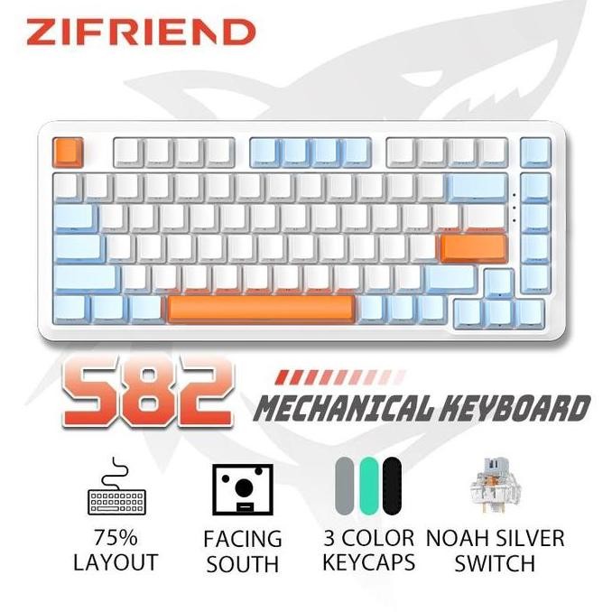 Jual Zifriend S82 Mechanical Gaming Keyboard 82 Keys Wired 75% Layout ...