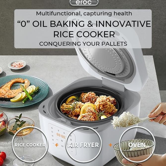 Jual Eroc Air Fryer & Rice Cooker Multicooker In One Pot - Kapasitas 6 ...