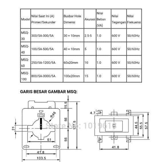 Jual Current Transformer Ct 600/5A~800/5A Msq-60 Ewig/Bigm. | Shopee ...