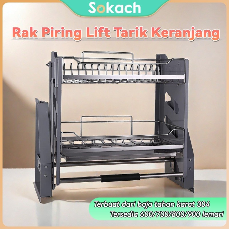 Jual Rak Piring Pull Down Lift Tarik | 304 Stainless | Keranjang Dapur ...