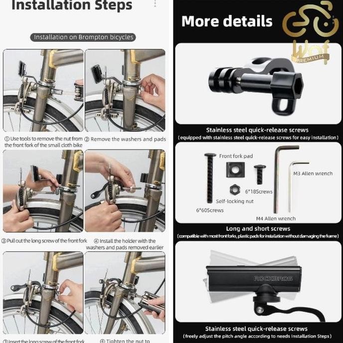 Jual ROCKBROS FK-308 Light Holder Front Fork Bracket GoPro Sepeda ...