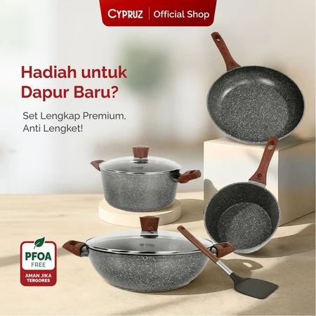 Cookware Set Grey Marble