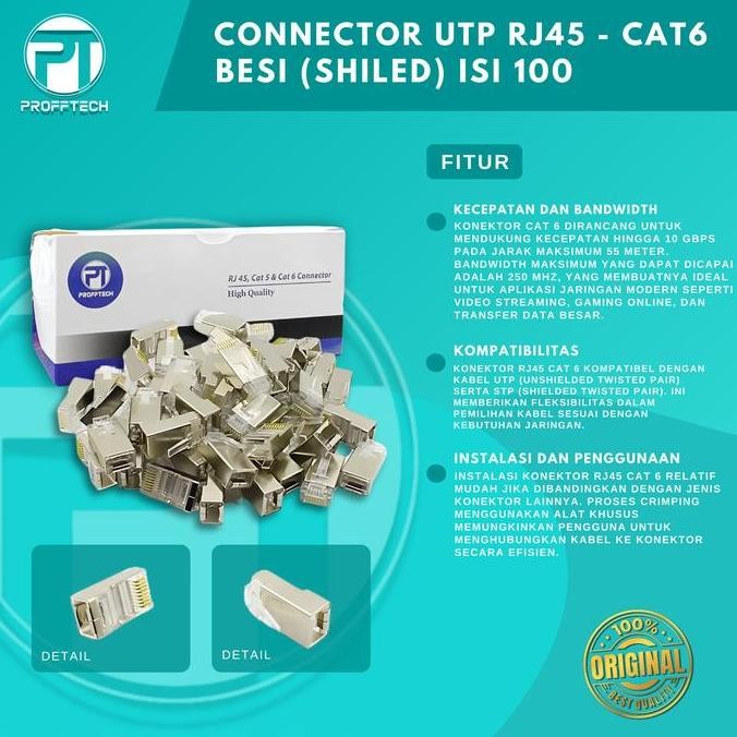 Jual TERLARIS - Konektor UTP RJ 45 isi 100 cat 6e /jack conector rj45 ...