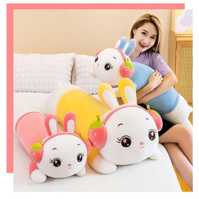 Jual Guling Boneka Rabbit Bunny Pakai Bando Strawberry Kelinci Ukuran ...