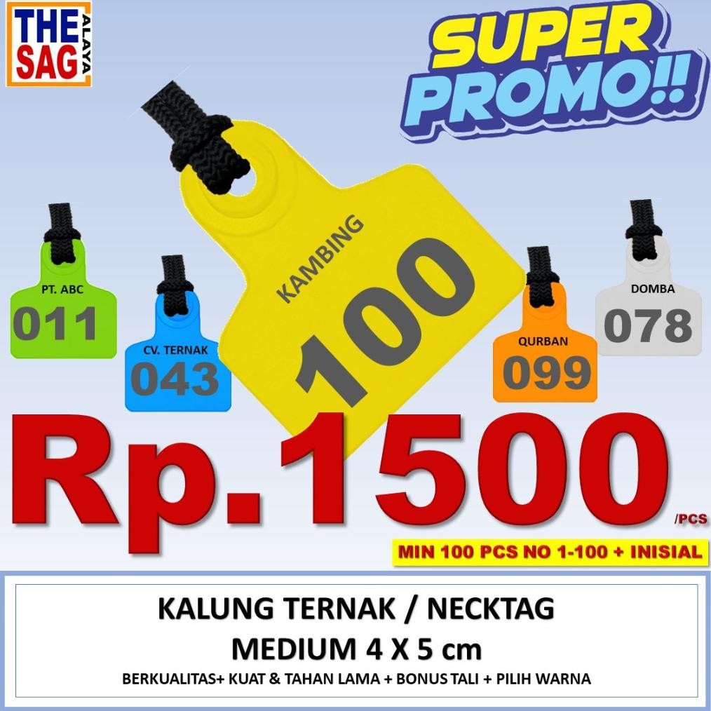Jual Necktag 4x5cm No 1-100 + Inisial (PAKET 100 PCS) Neck Tag Anting ...