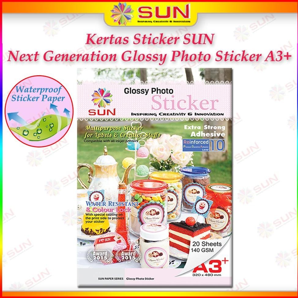 Jual Baru Kertas Sticker A3+/A3 - SUN NG Glossy Photo Sticker 140 Gram ...