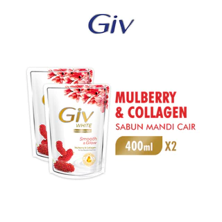Giv White Sabun Mandi Cair Mulberry Pouch 400 ml x2