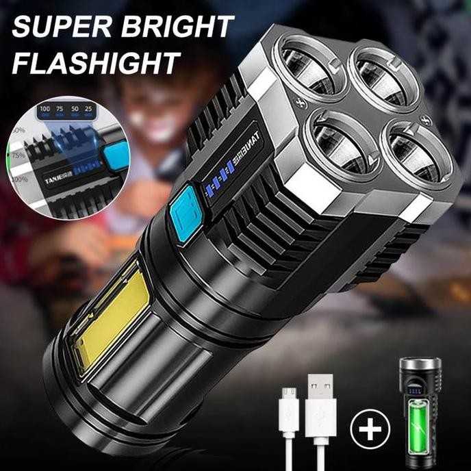 Jual Bst Ready Faty - Senter Led 4 Mata 48W + 20W Senter Led Chargeable ...